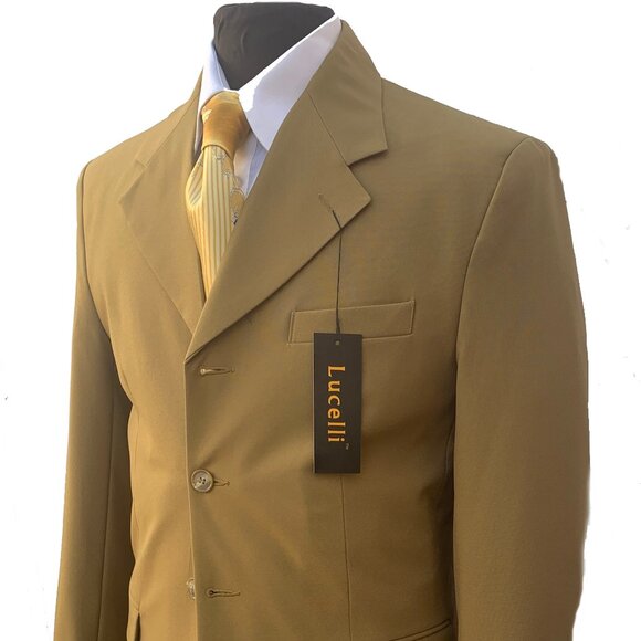 LUCELLI 2 PIECE 4B MEN'S SUIT HIHGT QUILIT ITALIAN POLYESTER 4B WOOL TOUCH - Picture 4 of 14